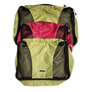 Lot of 3 eBags Packing Cubes Mesh Top Handles 1 Lrg. 2 Med. Red & Green